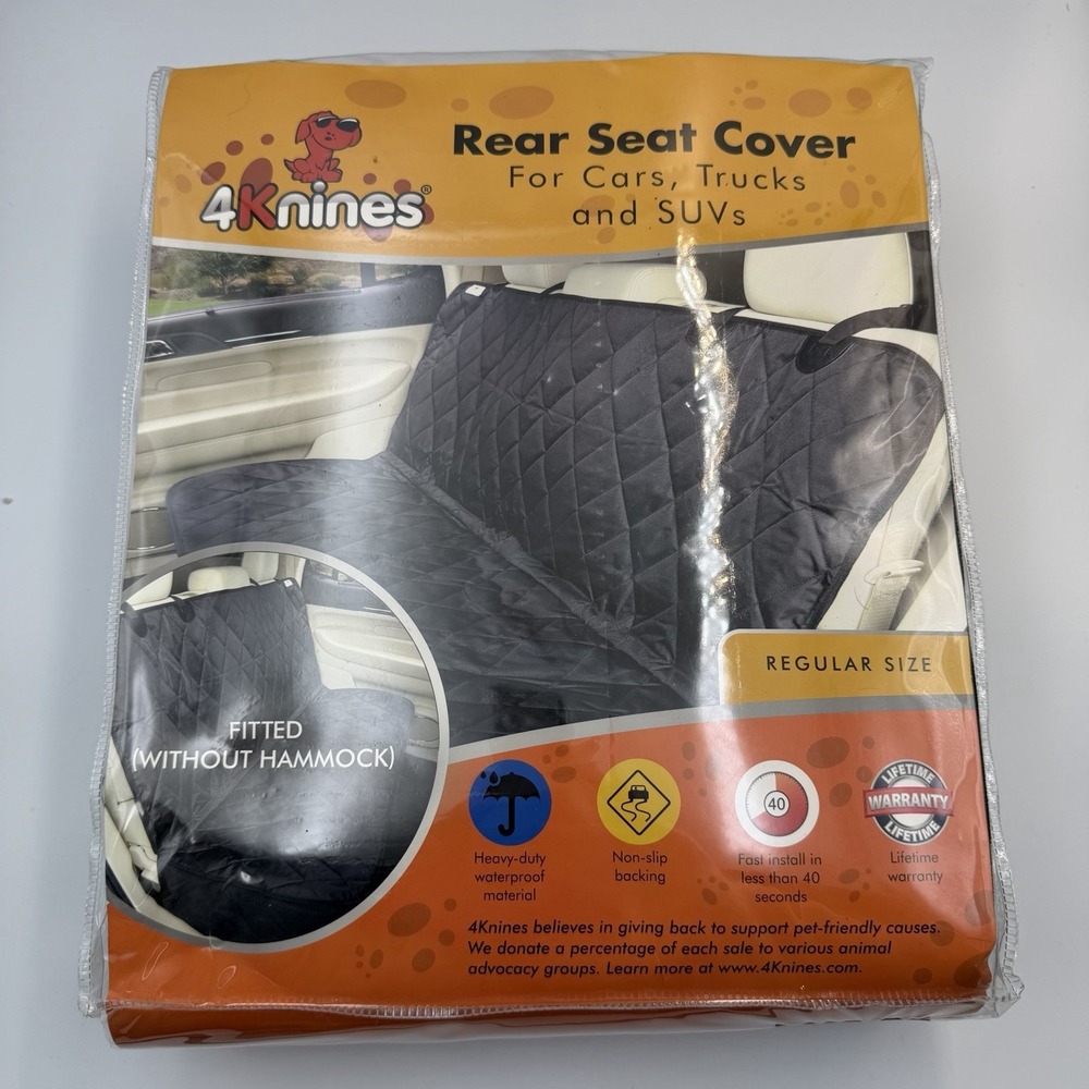 NEW 4Knines Rear Fitted Seat Black Cover Regular Size